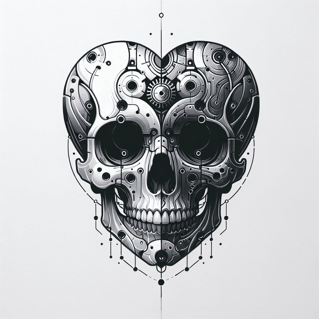 skull in the shape of a heart