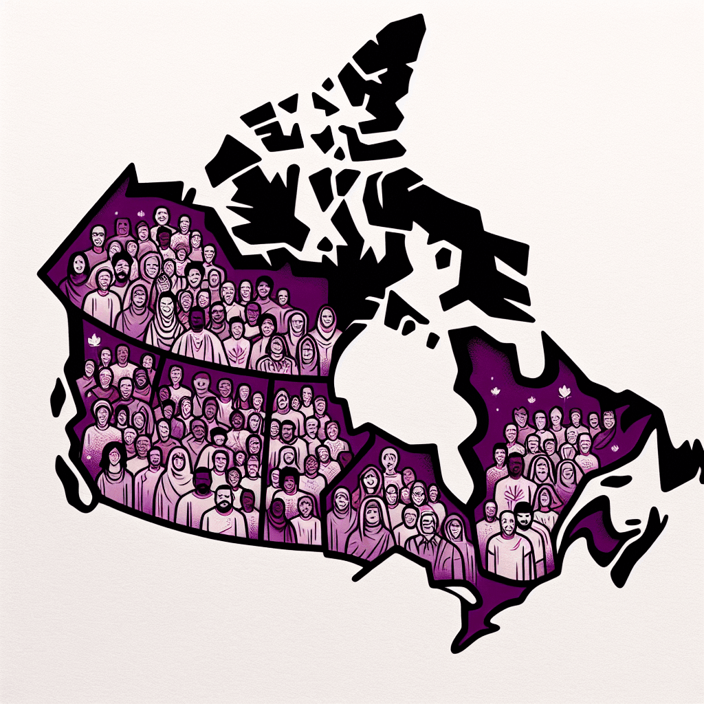 canada map with different people on it