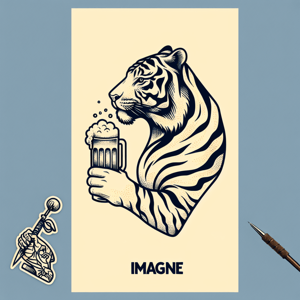 tiger drinking a beer