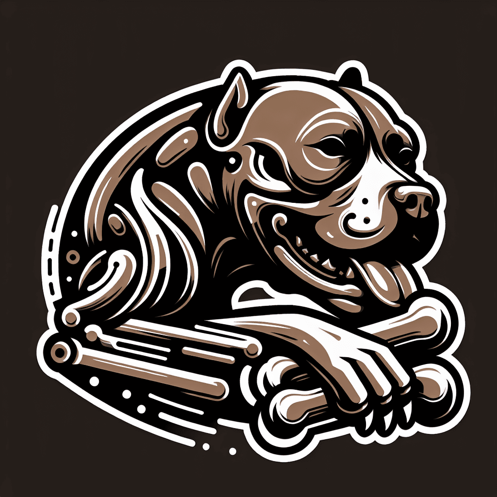 brown pitbull chewing a bone