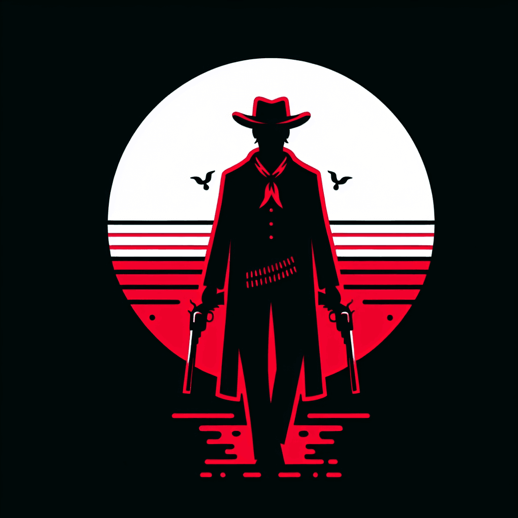 silhouette of a western gunslinger on the sun