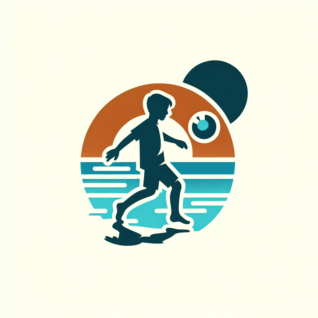 a young boy kicking a ball on a beach