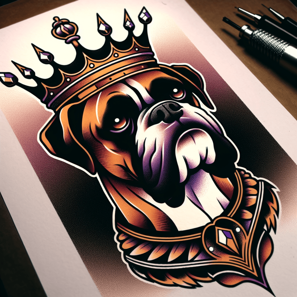boxer dog wearing a crown