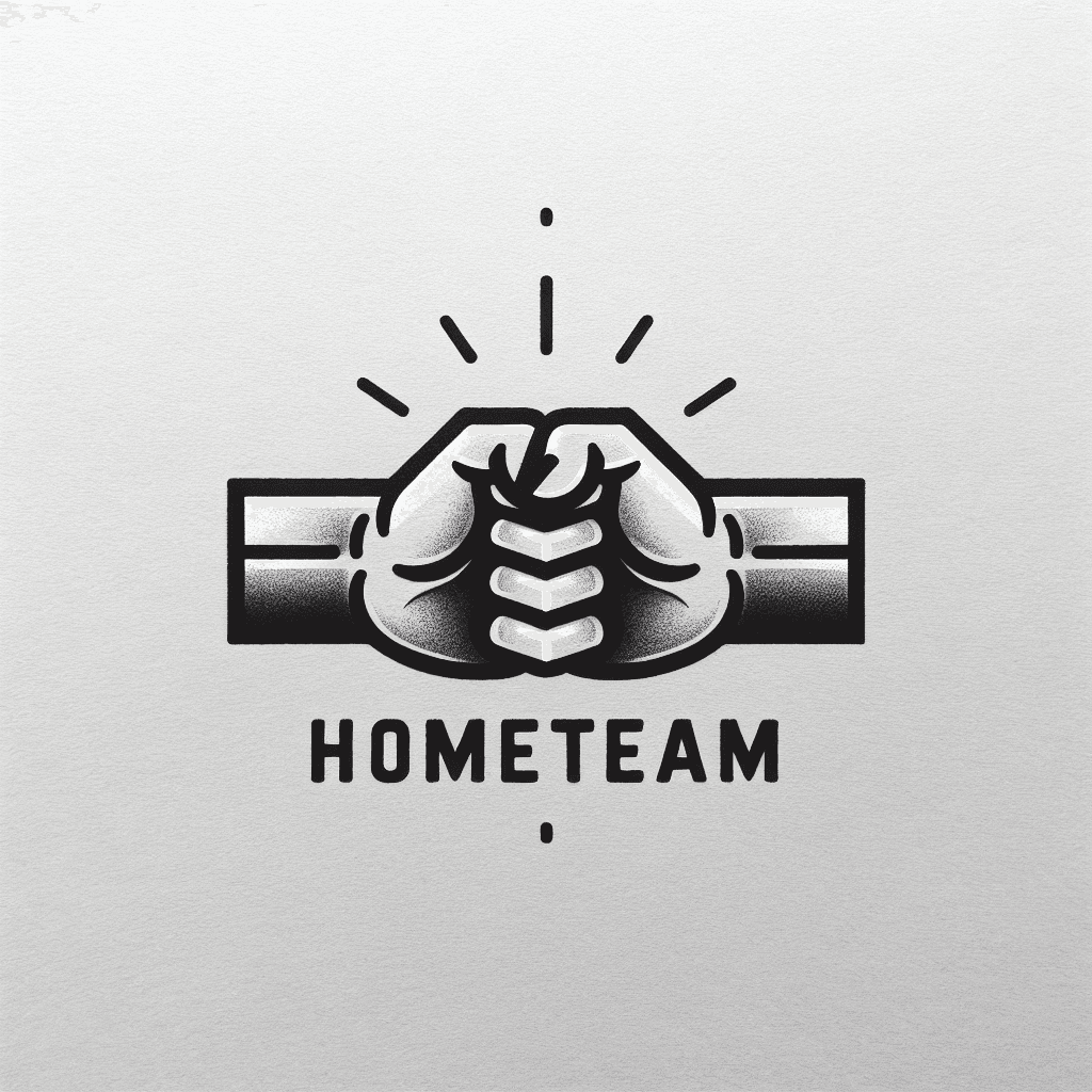 two fists bumping with the words hometeam under it