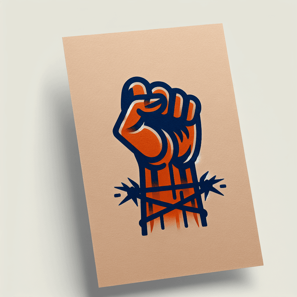 fist clutching barbed wire