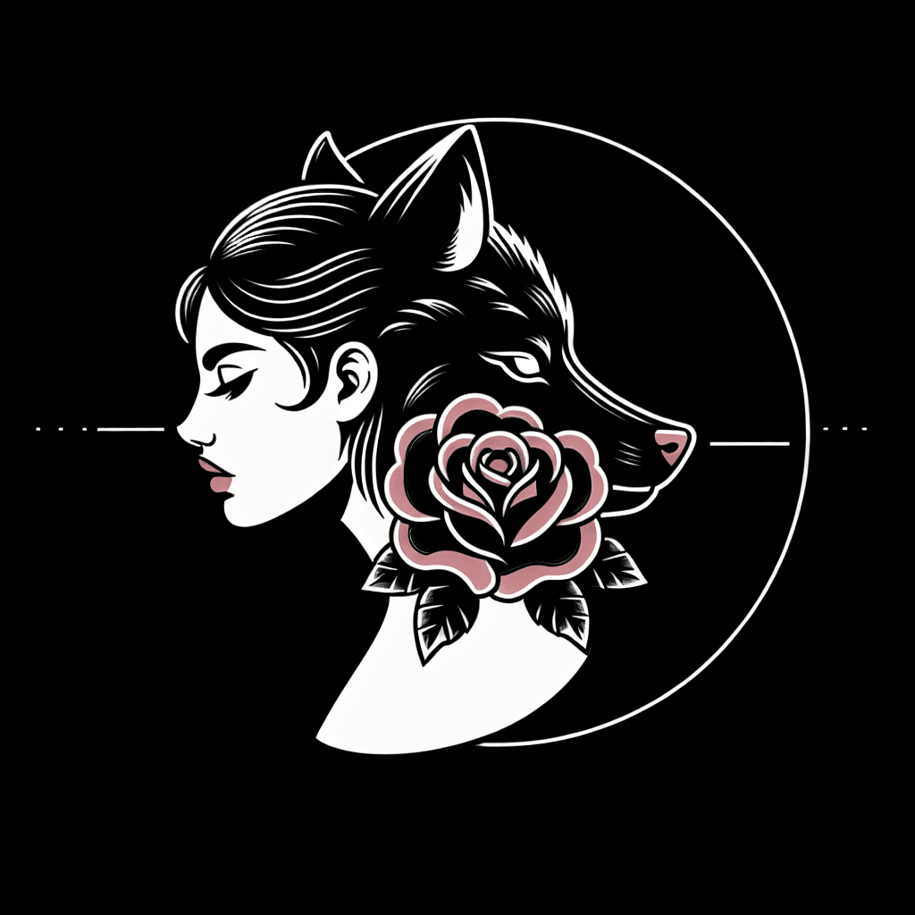 woman wearing a wolf head
