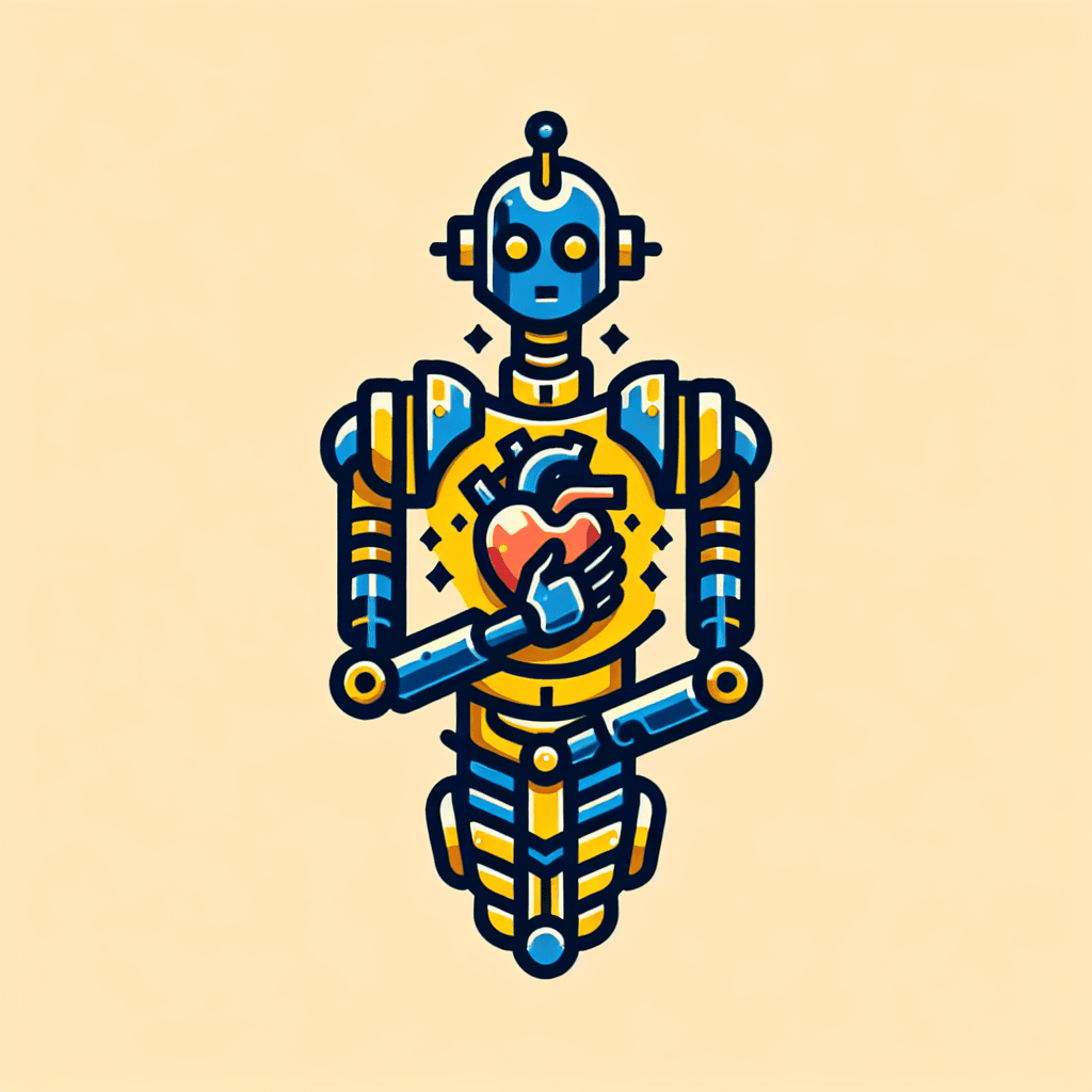robot holding a mechanical heart