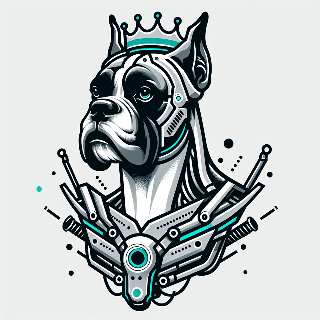 a royal boxer dog wearing a crown