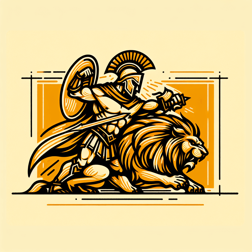 gladiator slaying lion