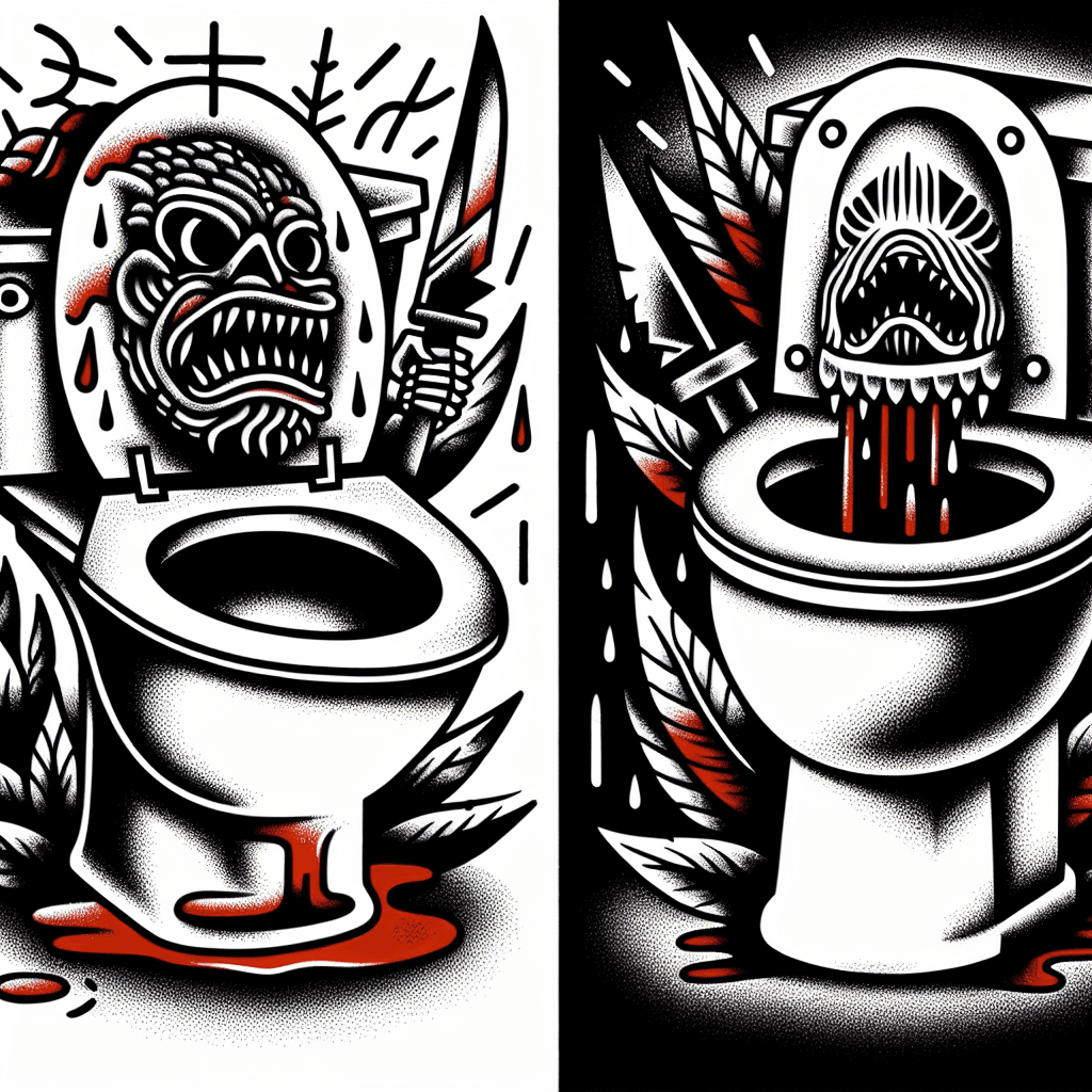 killer toilet fighting a killer urinal