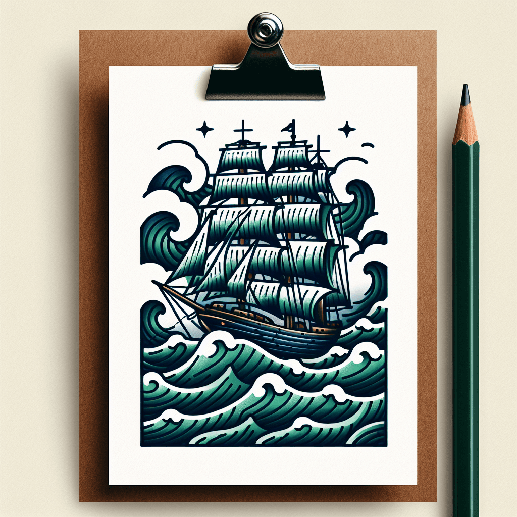 clipper ship on rough waters