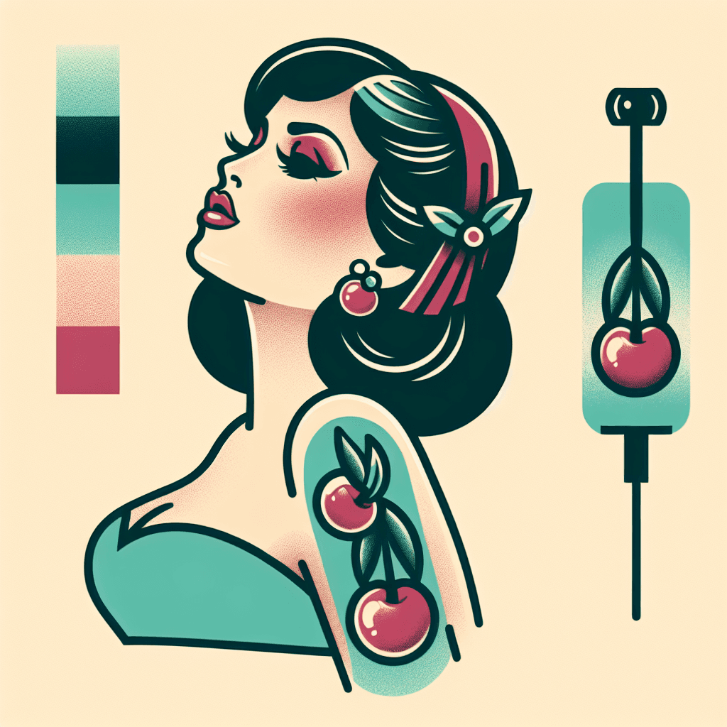 1970's pinup girl wearing cherry earrings