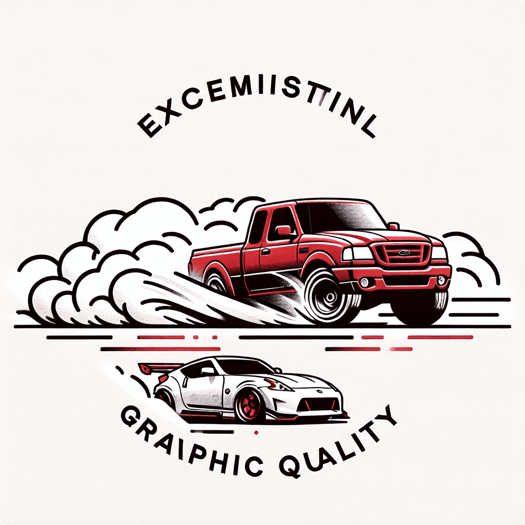 red 2005 ford ranger racing a white 2016 nissan 370z