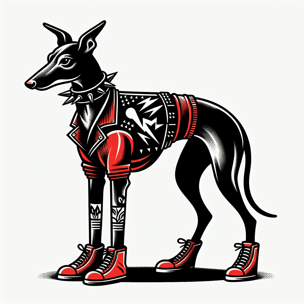 italian greyhound dressed as a punk rocker