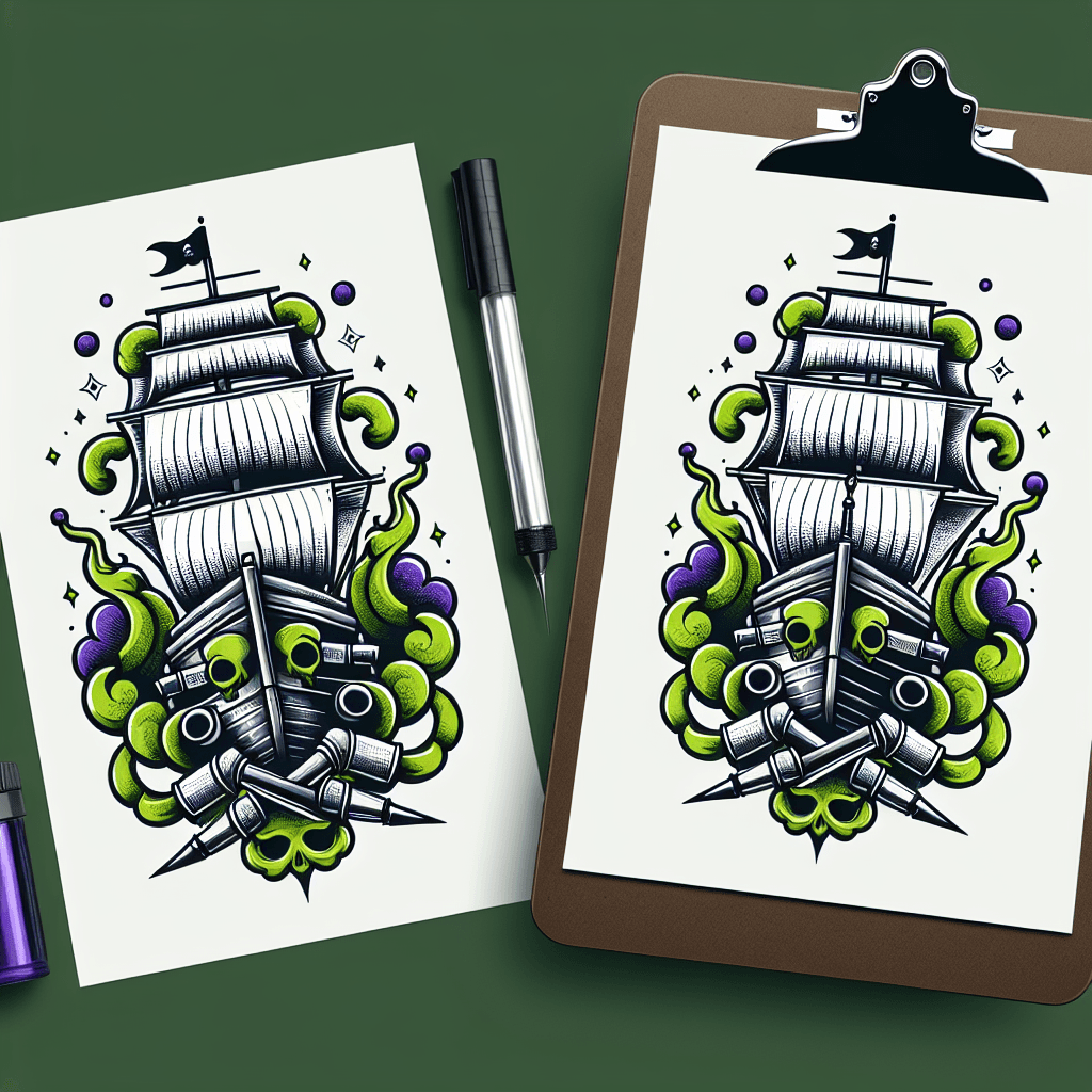 poisonous looking pirate ship with canons