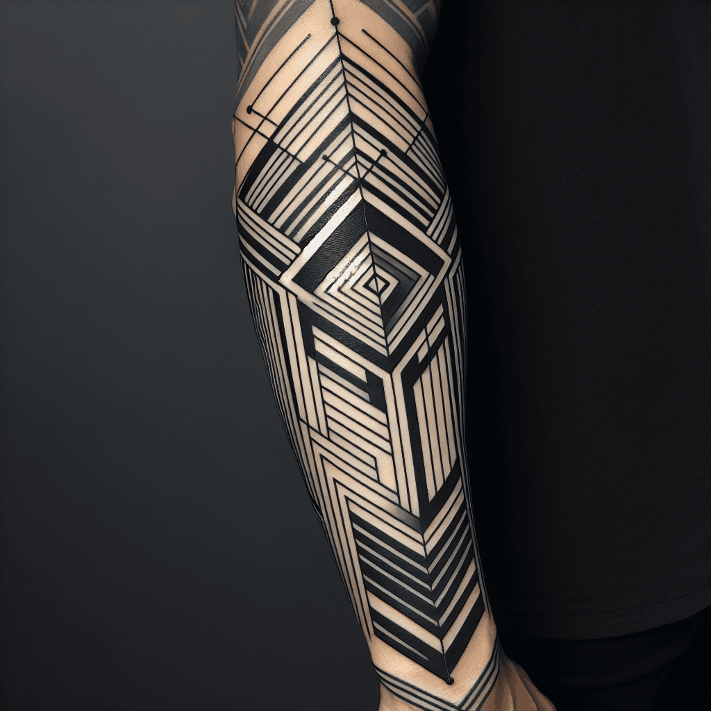 geometrical sleeve tattoo