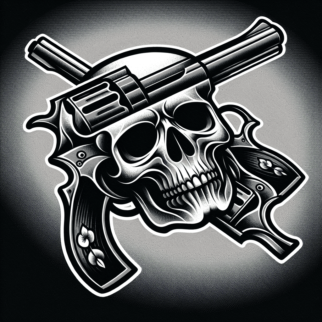 skull with two pistols
