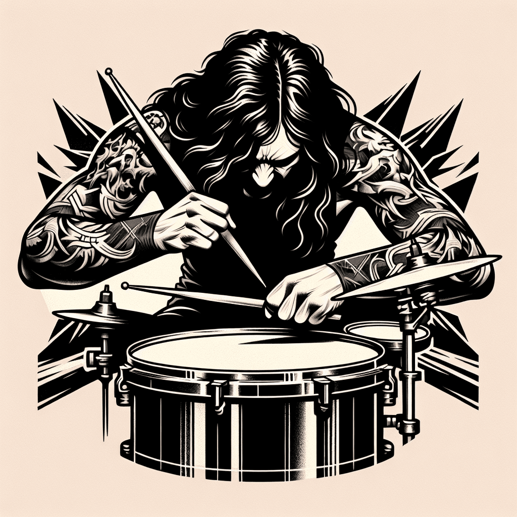 heavy metal drummer playing a solo