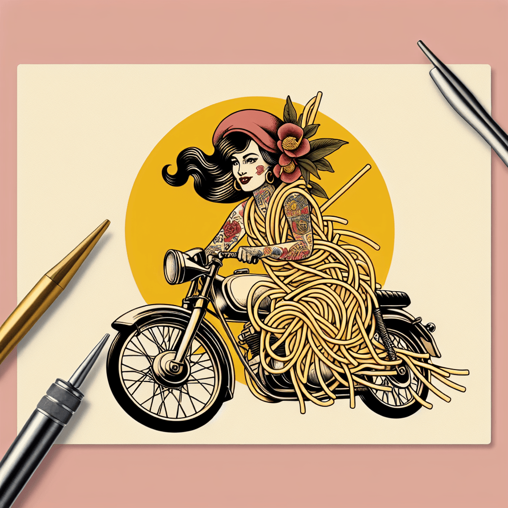 pinup girl made of spaghetti