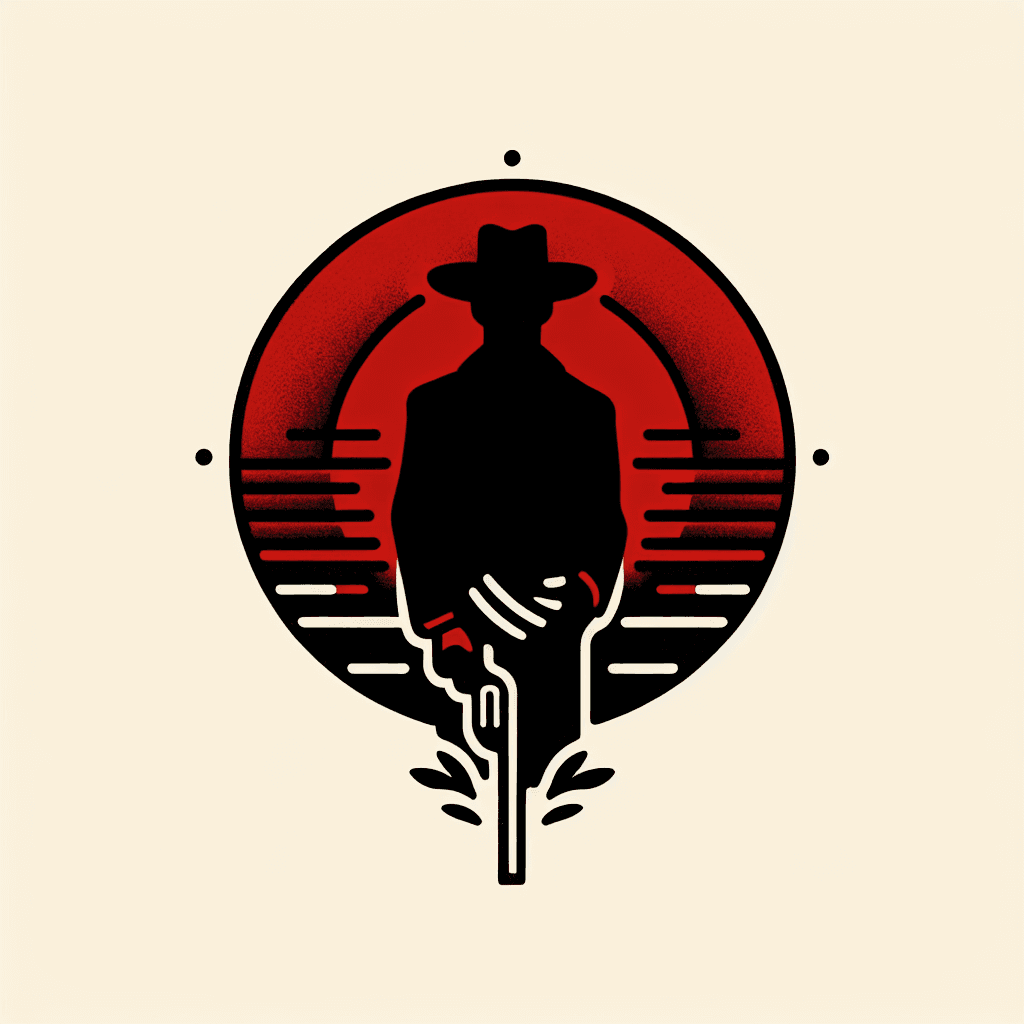 silhouette of a western gunslinger on the sun