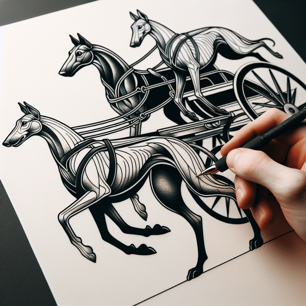 horse and carriage but the horses are greyhounds