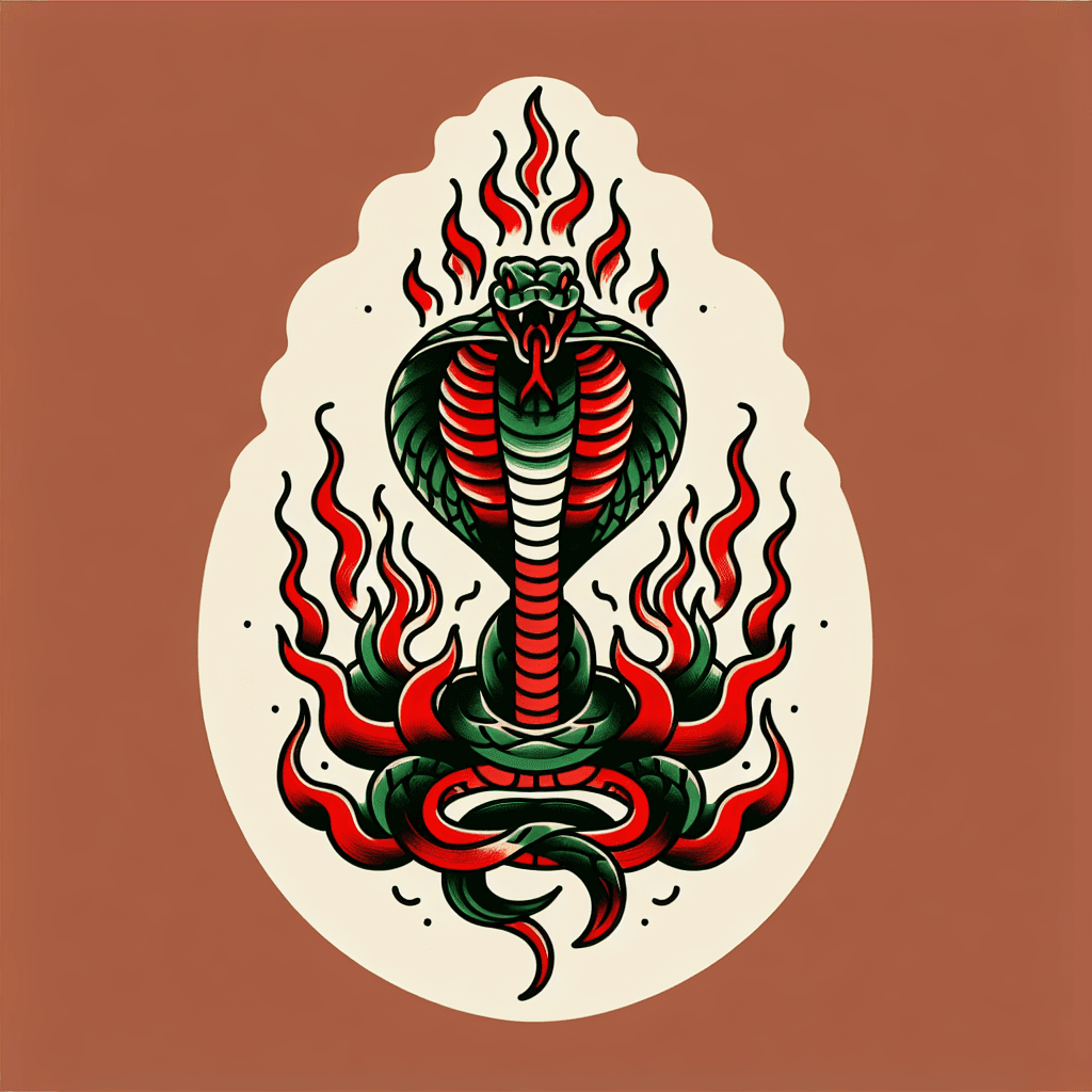 king cobra surrounded by flames