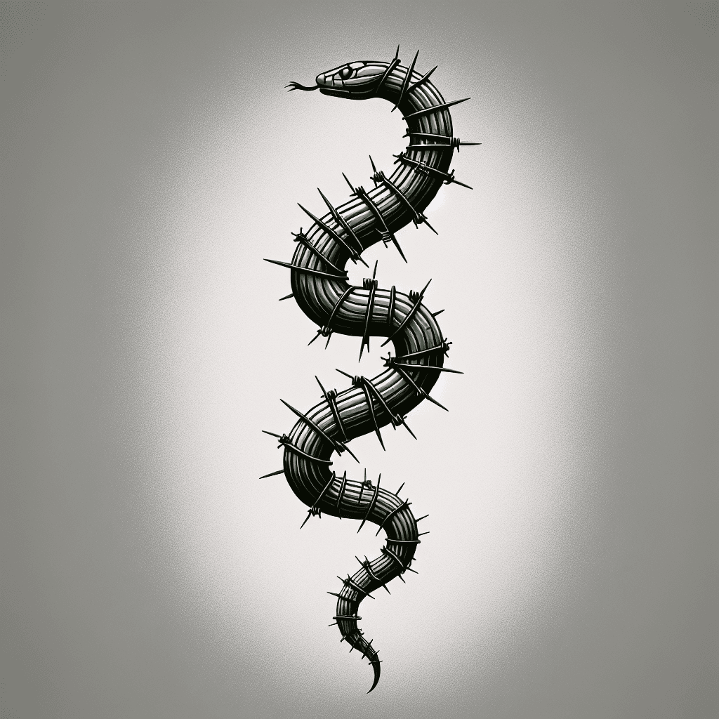 snake made of barbed wire