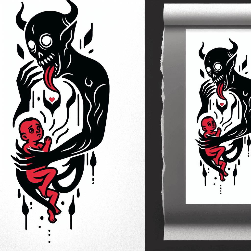 devil eating child's soul