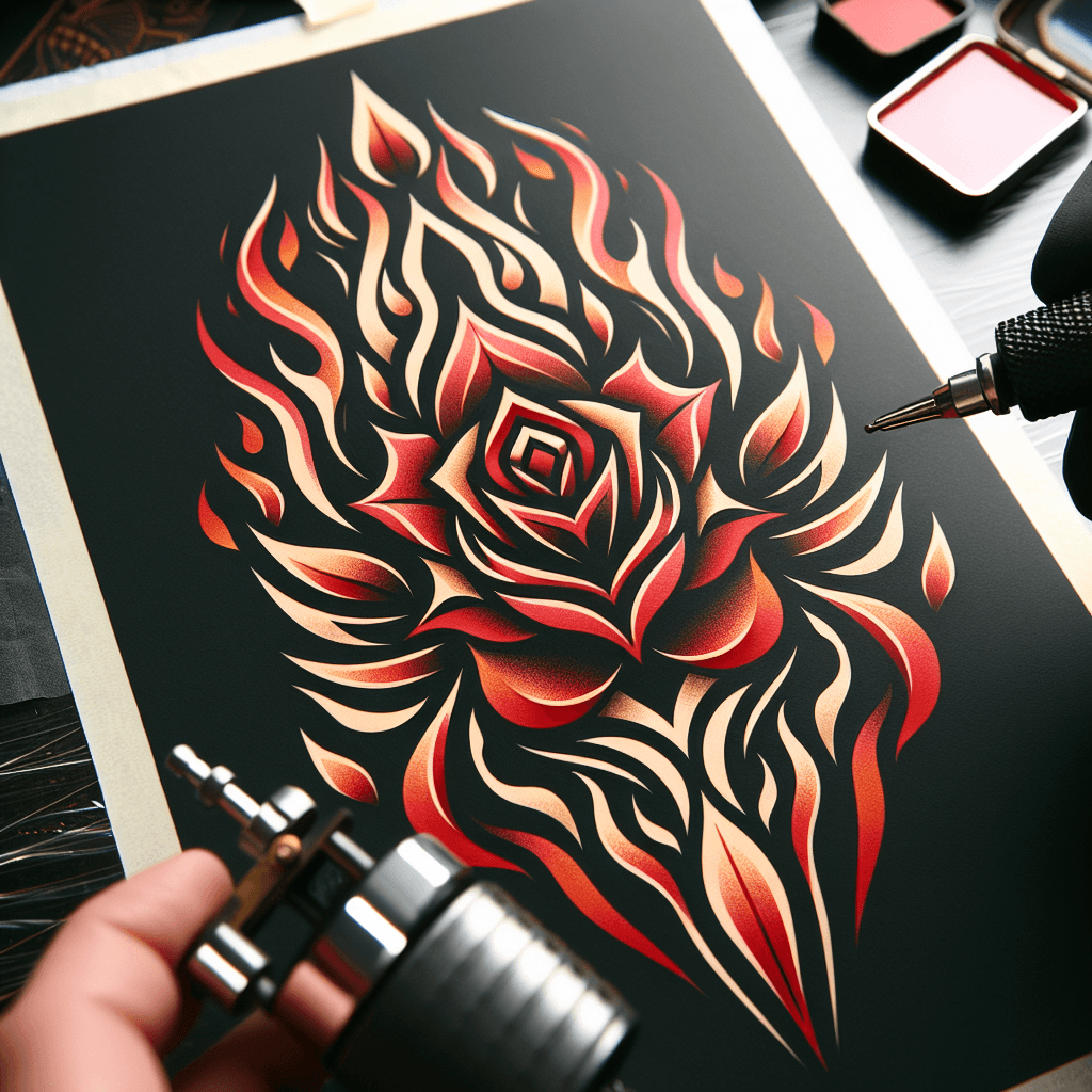 a rose made of flames