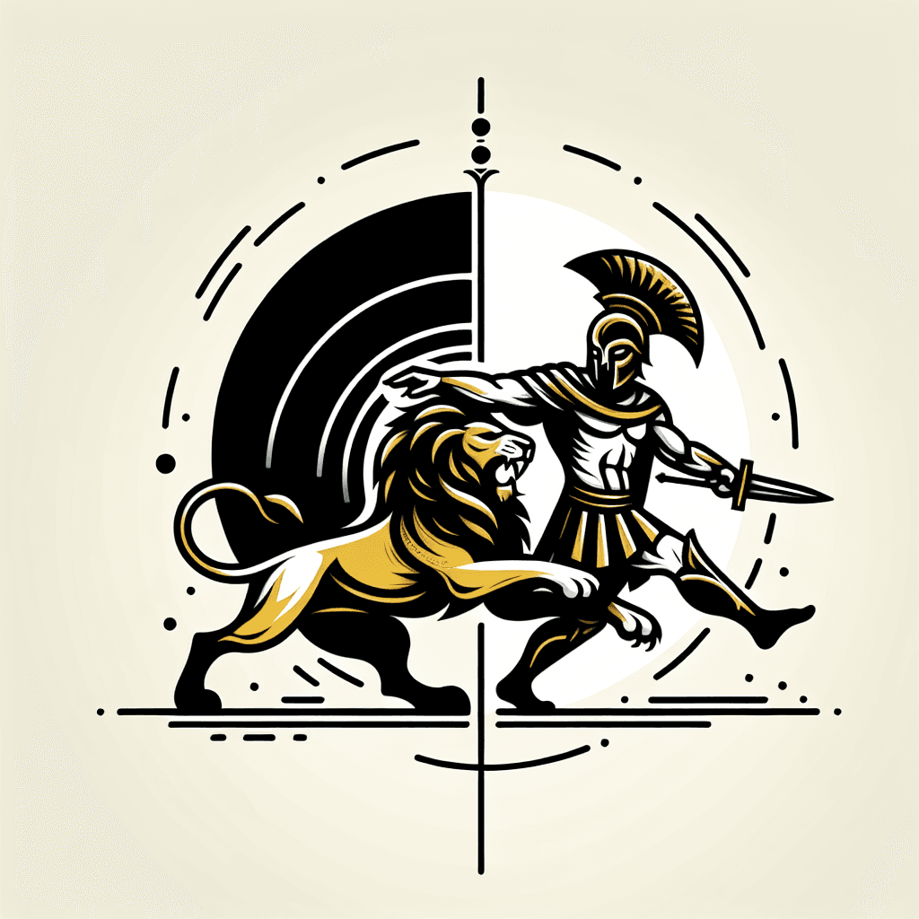 gladiator fighting a lion