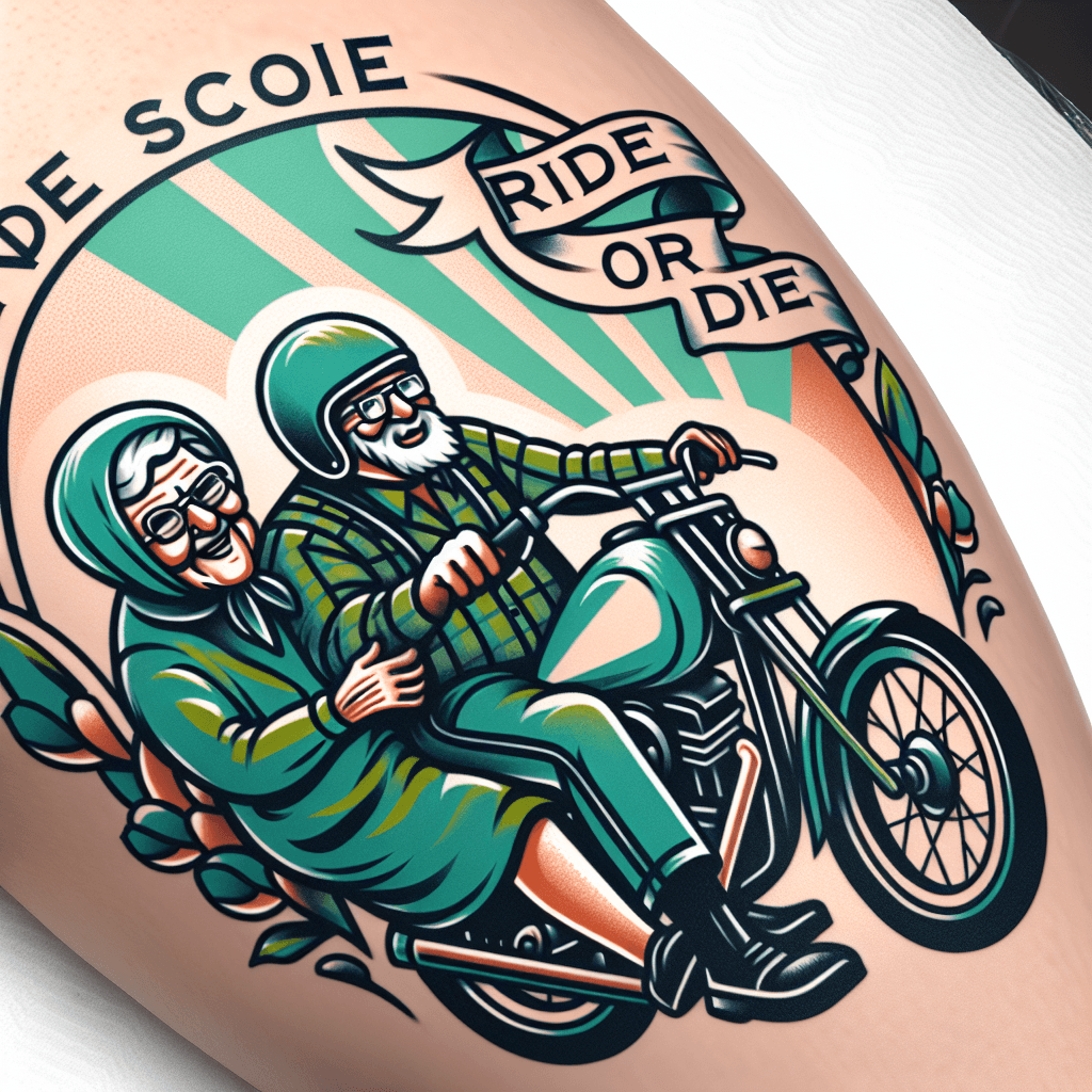 old motorcycling nova scotians with 'ride or die' banner