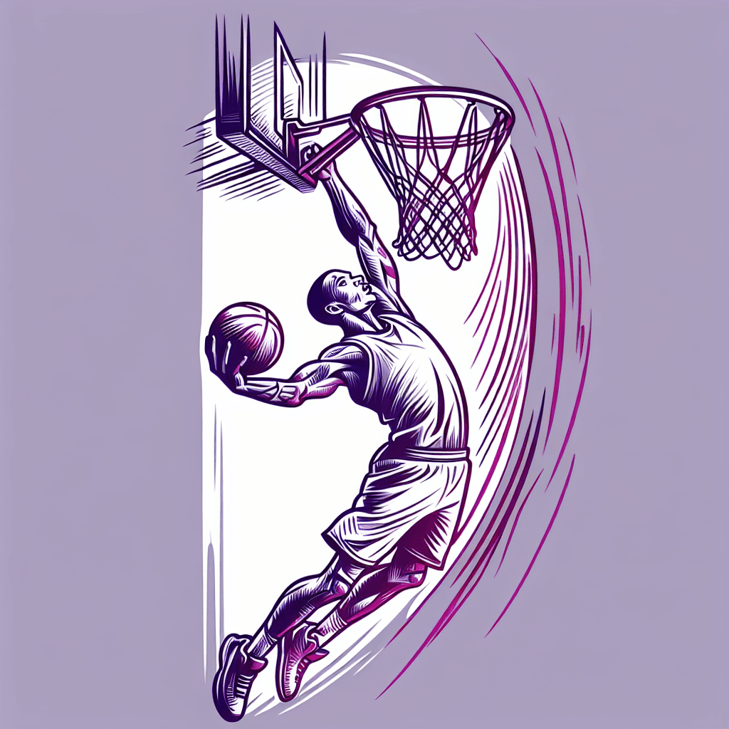 basketball player doing a slam dunk