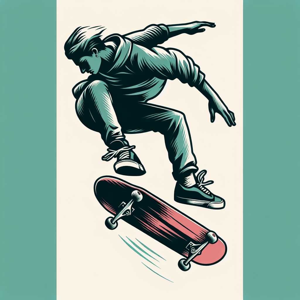 skateboarder doing a kickflip