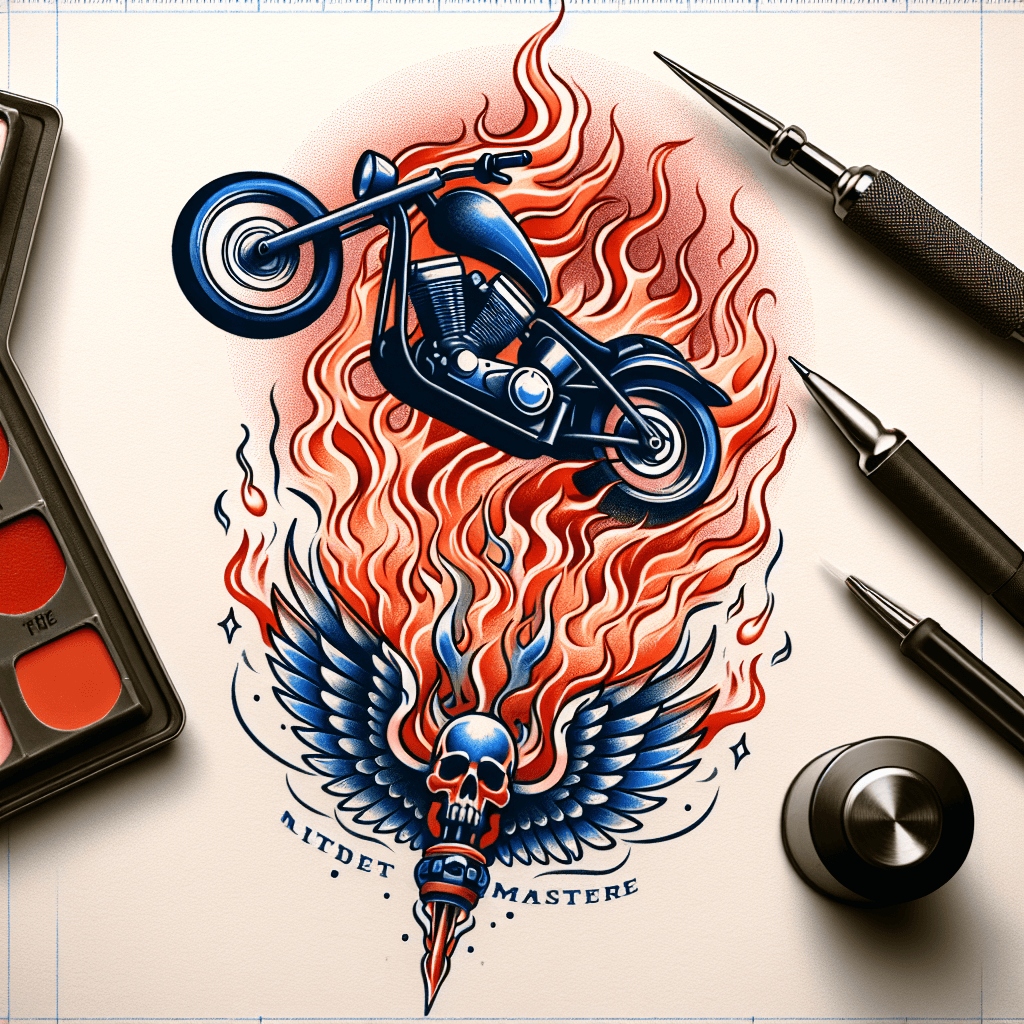 a motorcycle jumping over flames