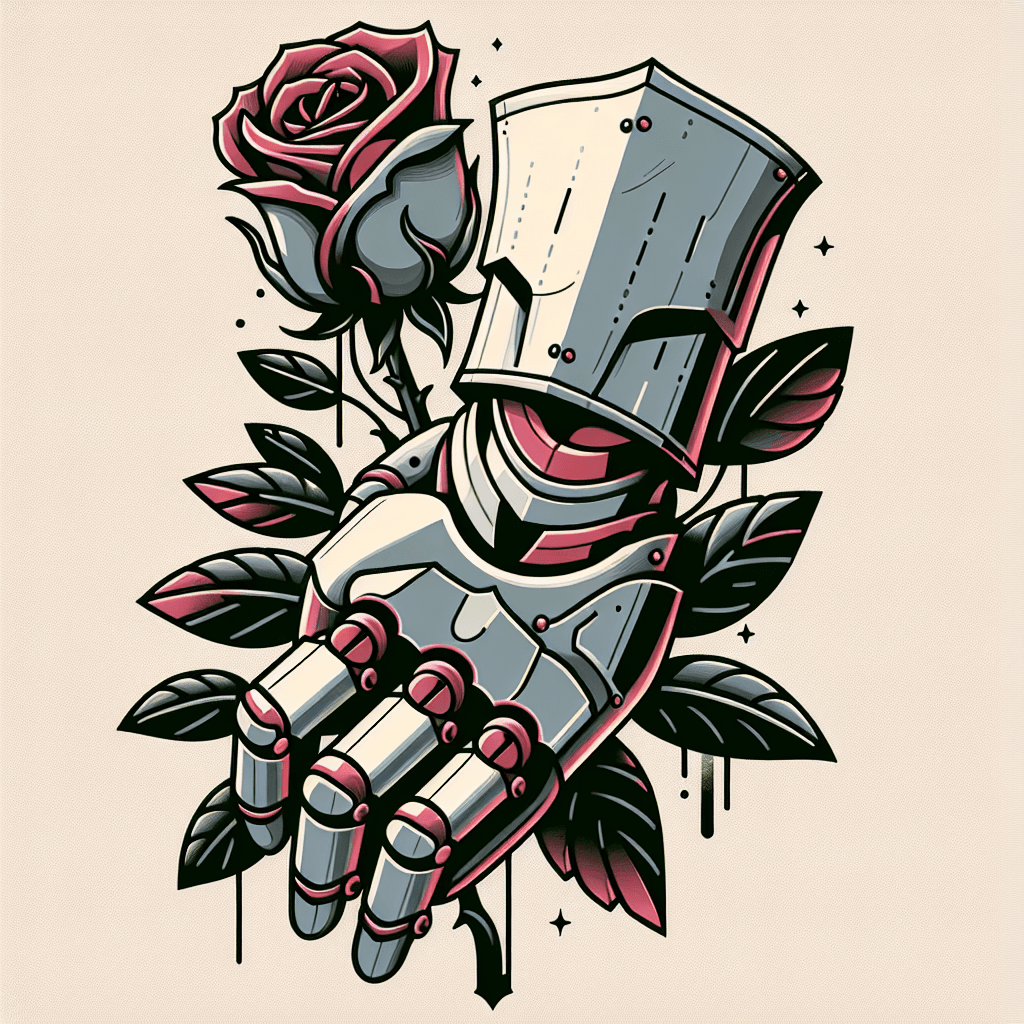 the hand of a knight holding a dead rose