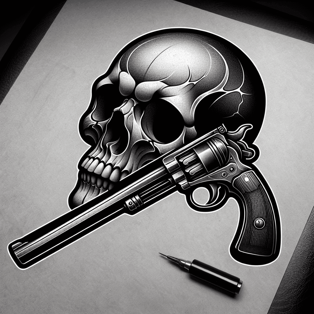 skull with shotgun