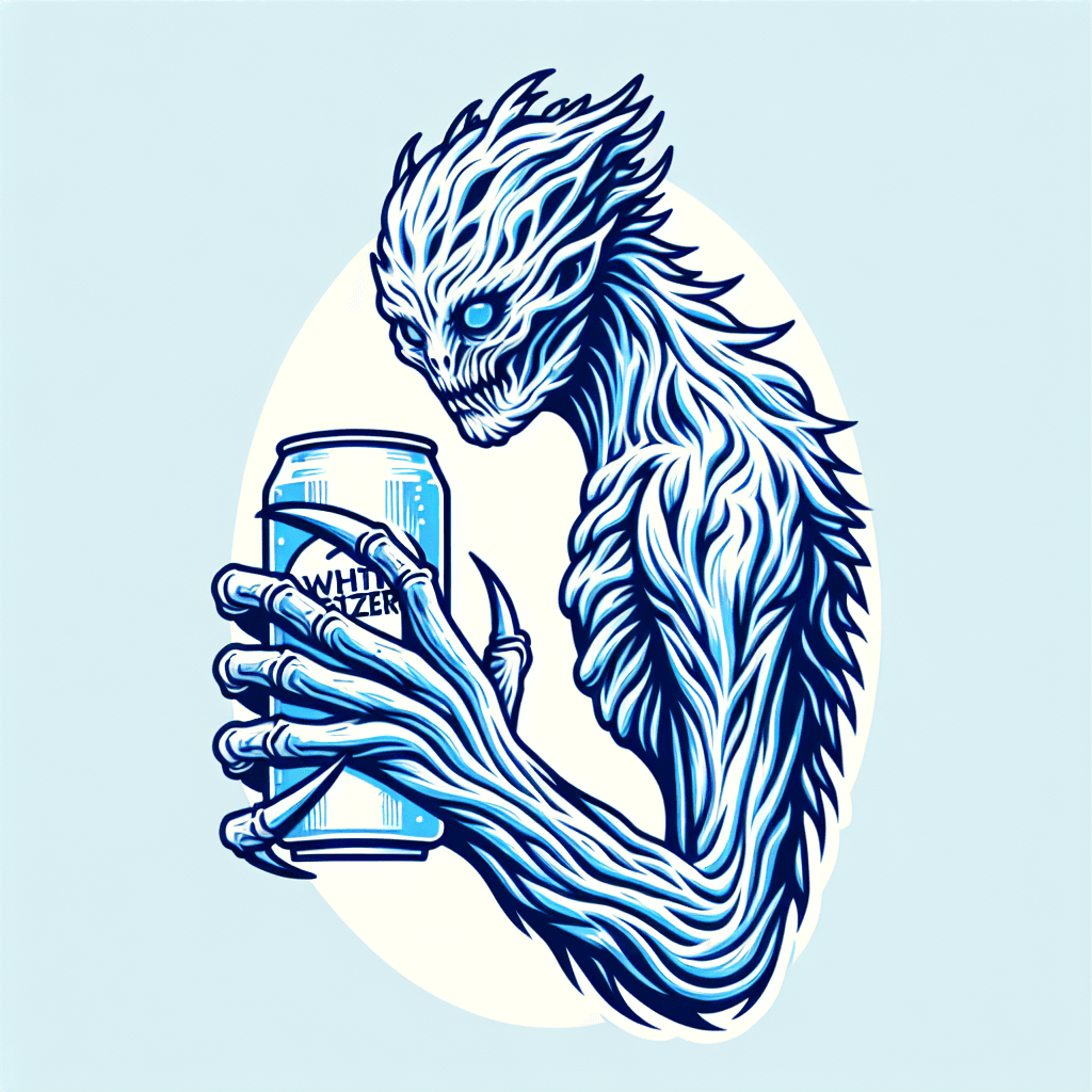 white walker holding a white claw seltzer