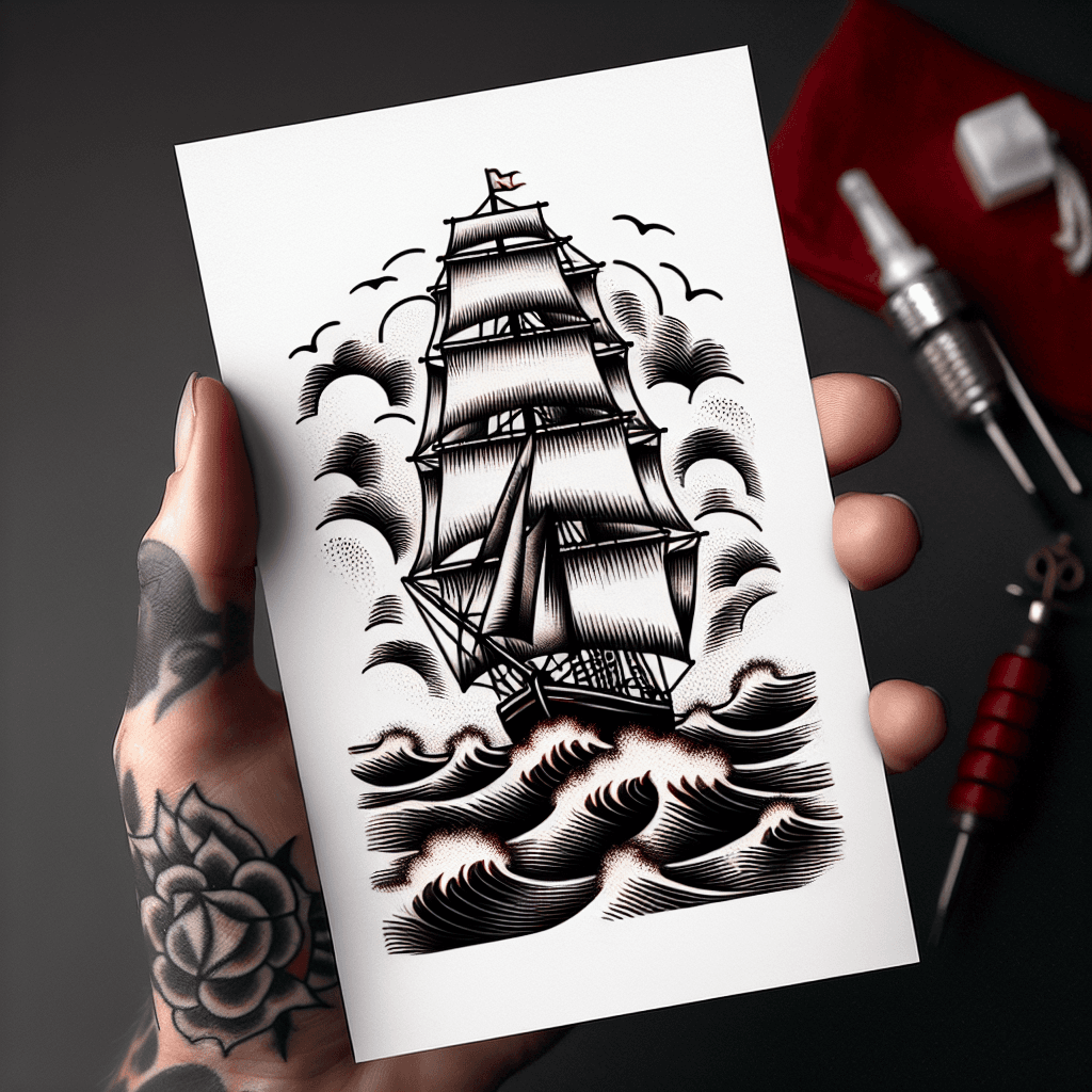 clipper ship on rough waters