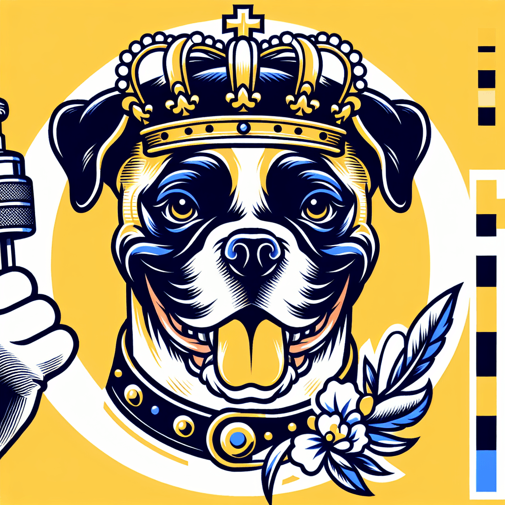 a boxer dog wearing a crown