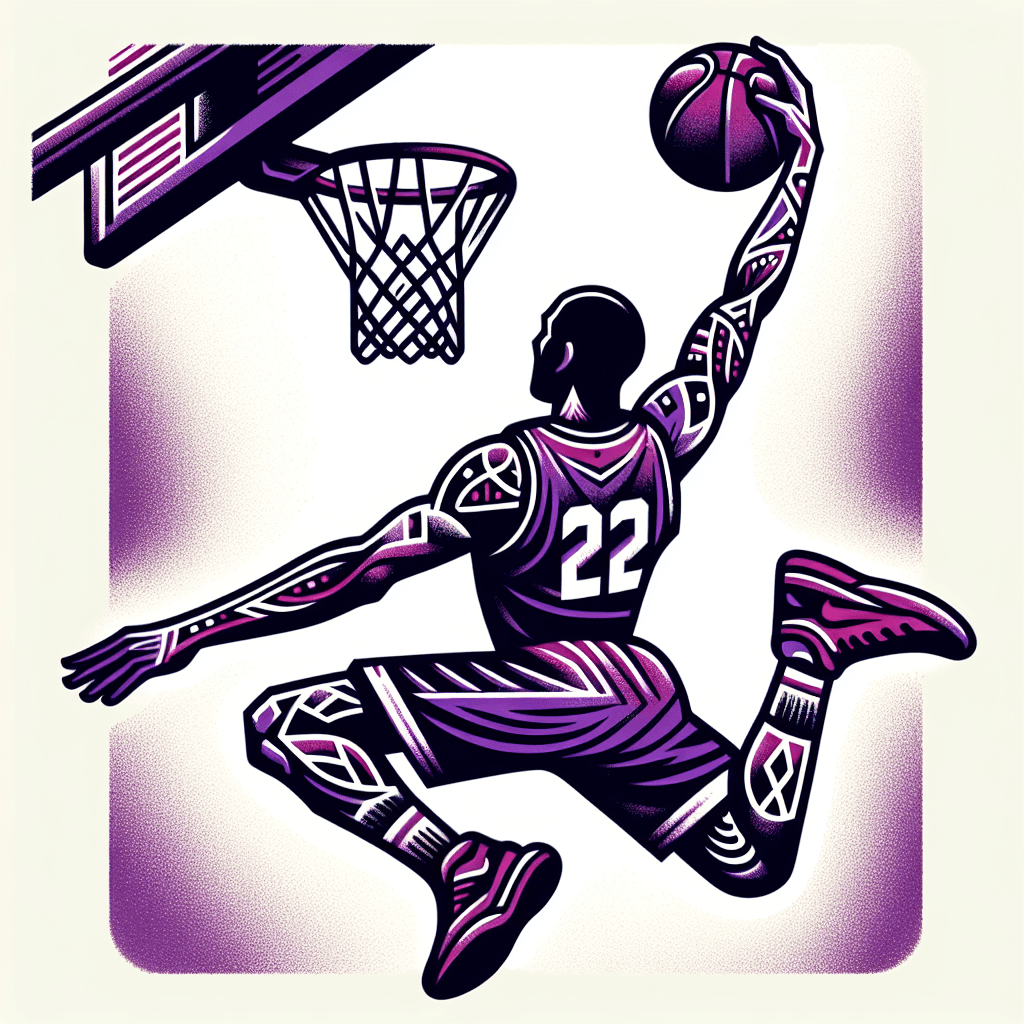 basketball player doing a slam dunk