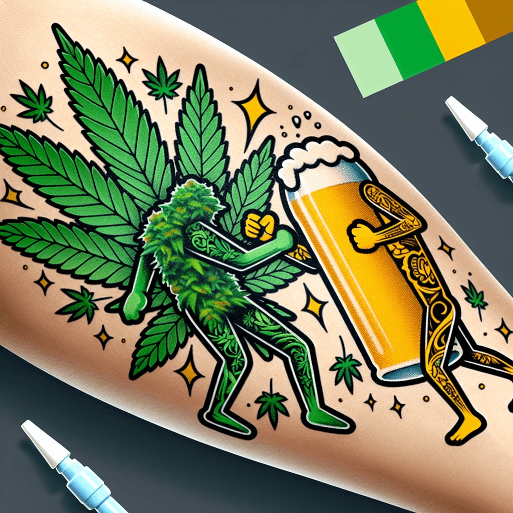 marijuana fighting a beer