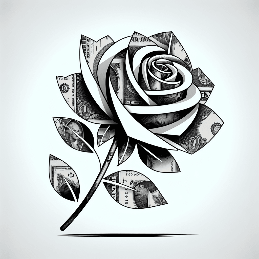 a rose made of money