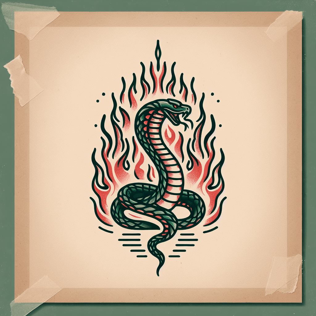 king cobra surrounded by flames