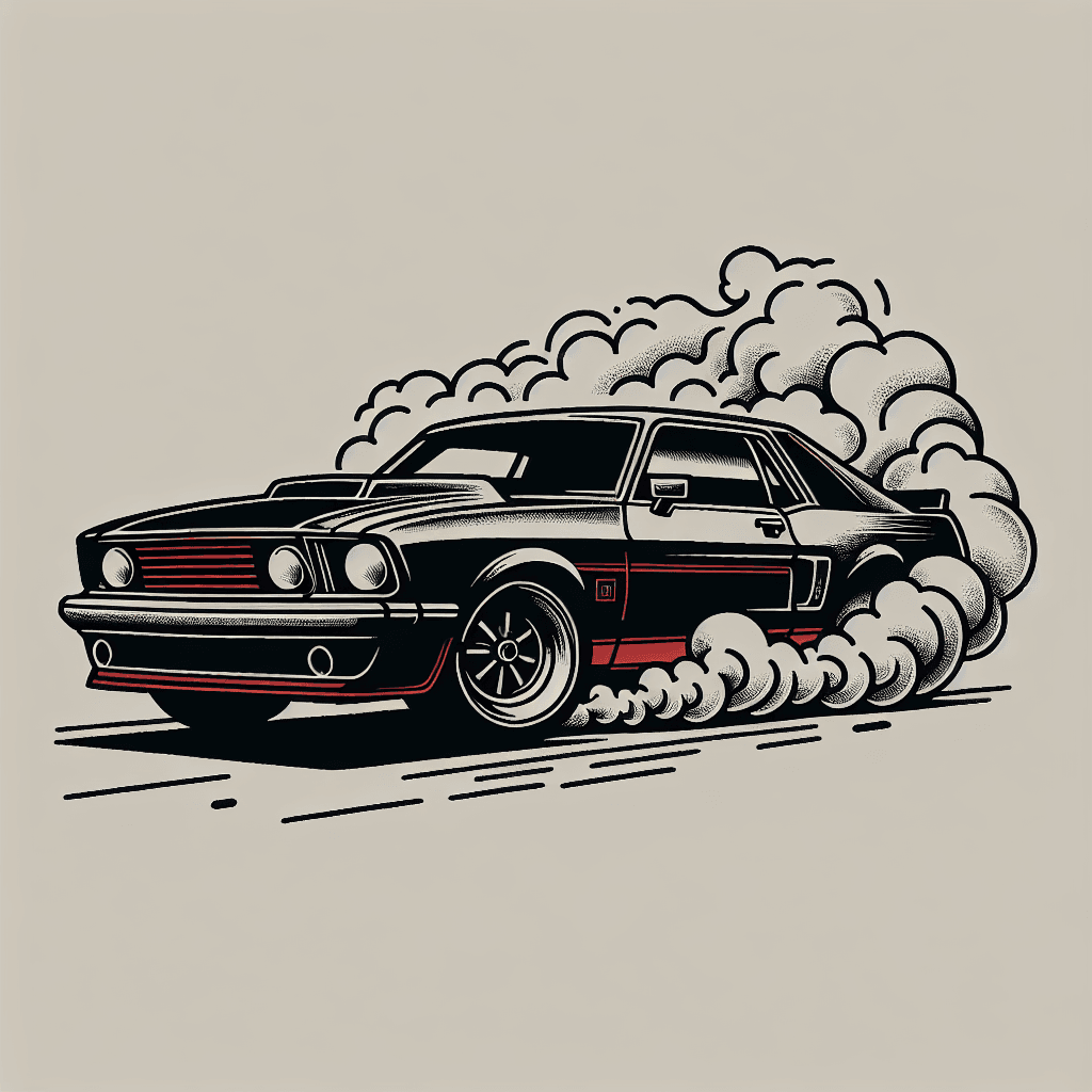 1988 ford mustang with smoking tires