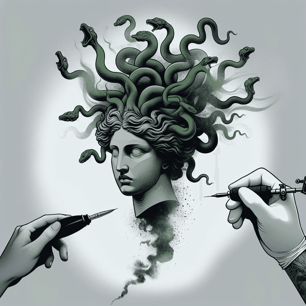 medusa turning a person into stone