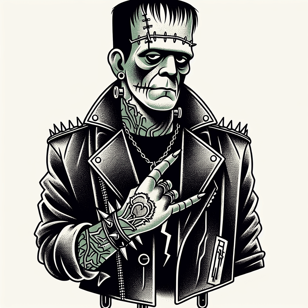 frankenstein dressed as a punk rocker