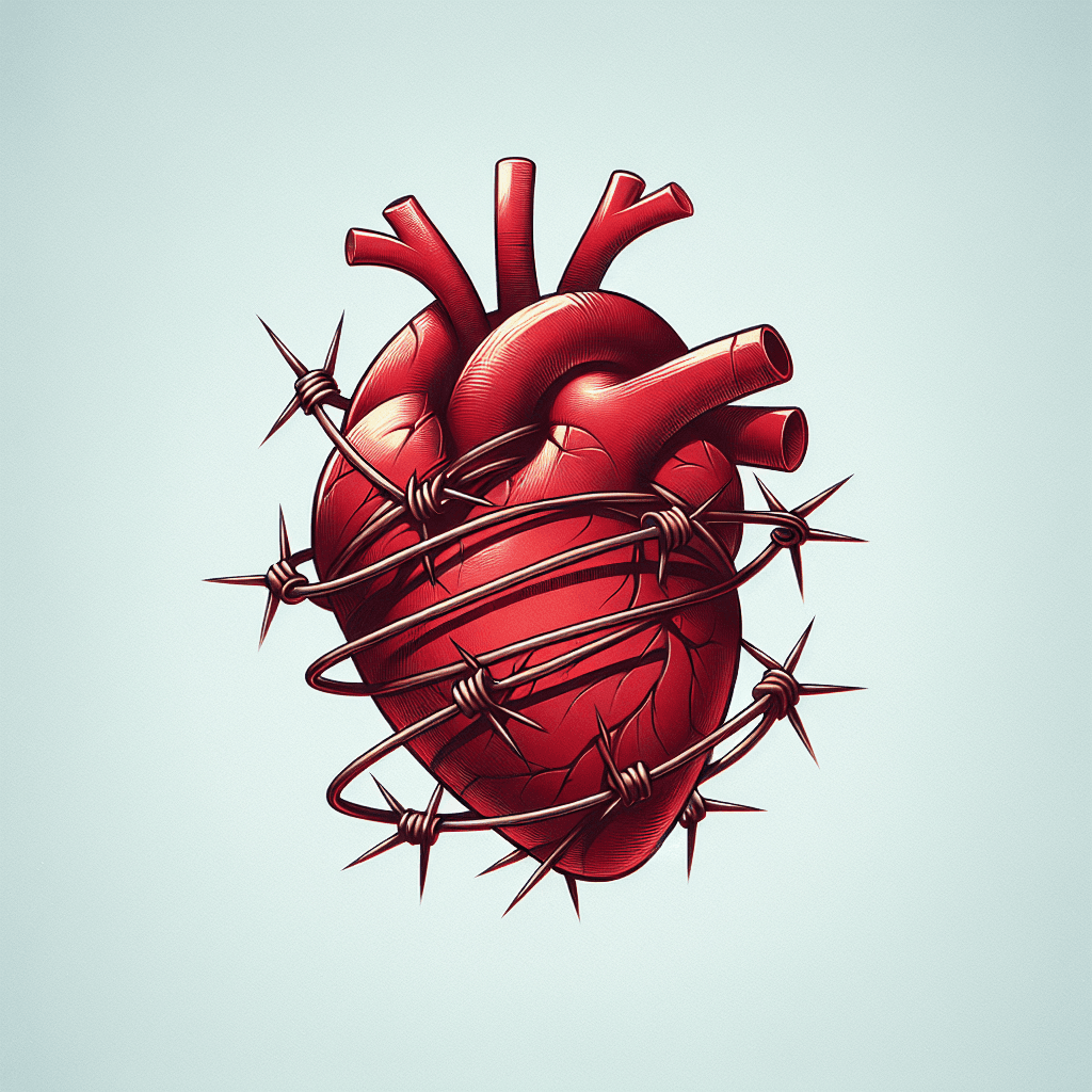 heart wrapped in barbed wire