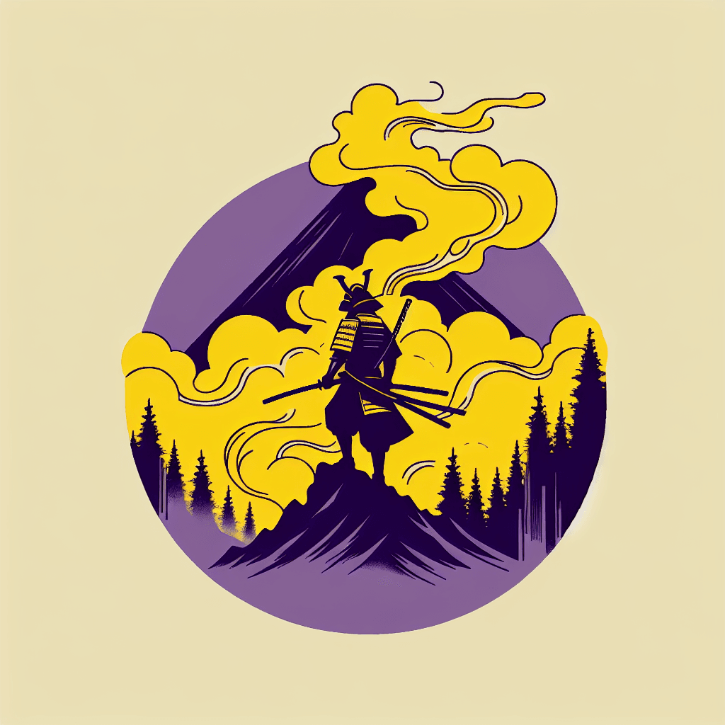 samurai standing on smoky mountain