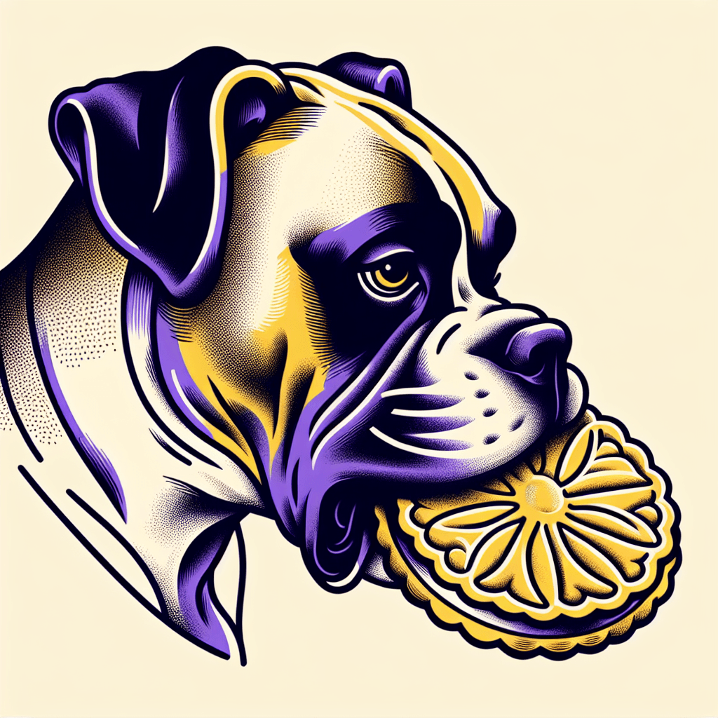 boxer dog eating a pizzelle cookie
