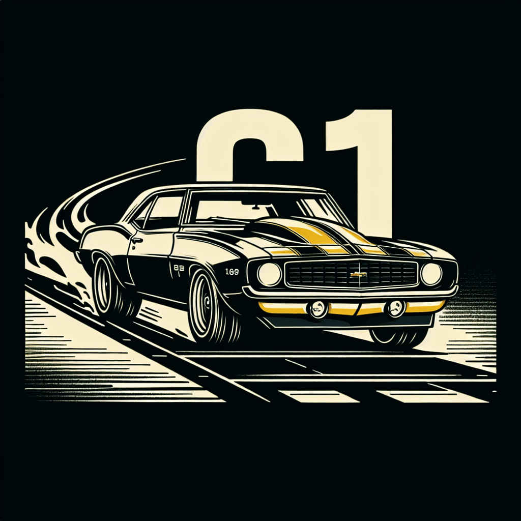 a 1969 camaro finishing first in a race